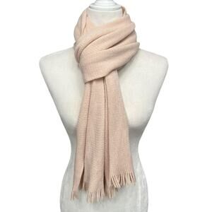 CALVIN KLEIN Blush Pink Knit Scarf Fringe Cozy Soft‎